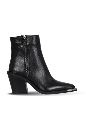 Bueno Shoes Siyah Flotter Deri Kadın Topuklu Bot 33wb20000