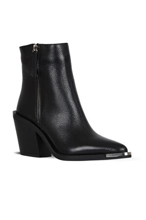 Bueno Shoes Siyah Flotter Deri Kadın Topuklu Bot 33wb20000