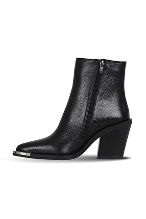 Bueno Shoes Siyah Flotter Deri Kadın Topuklu Bot 33wb20000