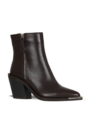 Bueno Shoes Kahverengi Flotter Deri Kadın Topuklu Bot 33wb20000