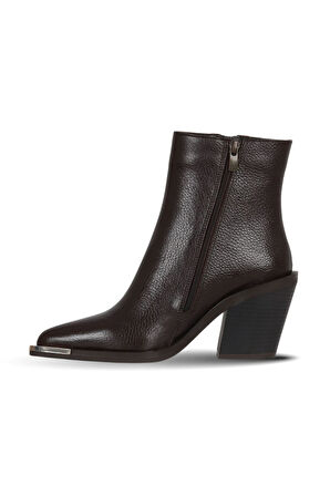 Bueno Shoes Kahverengi Flotter Deri Kadın Topuklu Bot 33wb20000