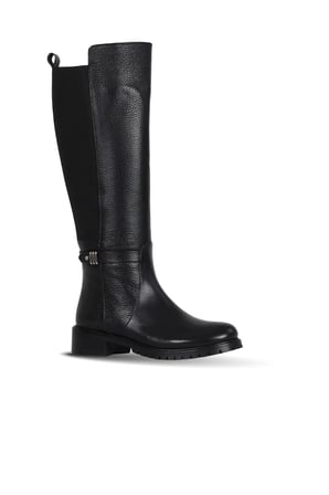 Bueno Shoes Siyah Flotter Deri Kadın Düz Çizme 33wc1170
