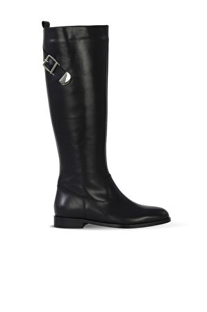 Bueno Shoes Siyah Deri Kadın Düz Çizme 33wc12020
