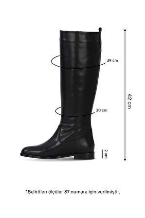 Bueno Shoes Siyah Deri Kadın Düz Çizme 33wc12020