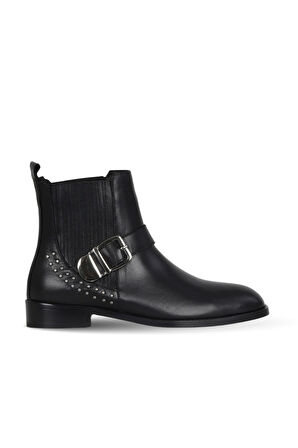 Bueno Shoes Siyah Deri Kadın Topuklu Bot 33wb20025