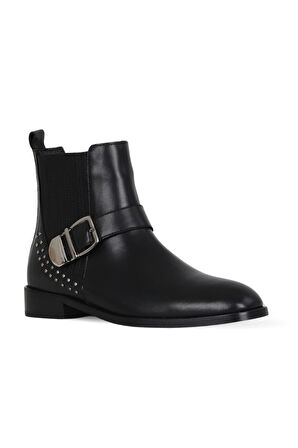 Bueno Shoes Siyah Deri Kadın Topuklu Bot 33wb20025