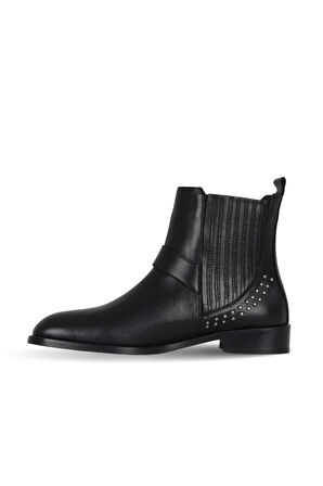 Bueno Shoes Siyah Deri Kadın Topuklu Bot 33wb20025