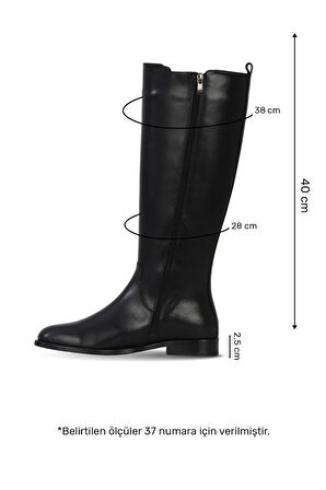 Bueno Shoes Siyah Deri Kadın Topuklu Çizme 33wc18505