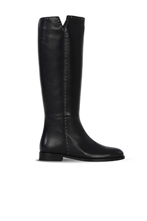 Bueno Shoes Siyah Deri Kadın Düz Çizme 33wc12520