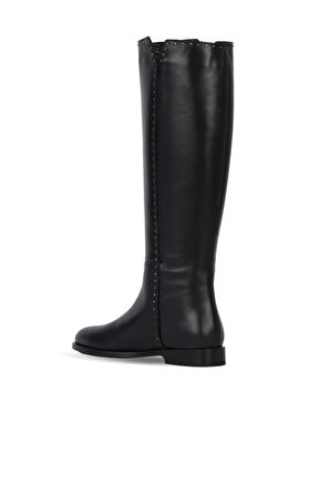 Bueno Shoes Siyah Deri Kadın Düz Çizme 33wc12520