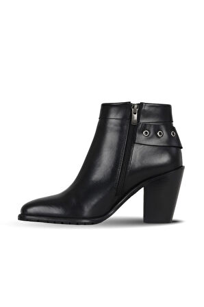 Bueno Shoes Siyah Deri Kadın Topuklu Bot 33wb9510