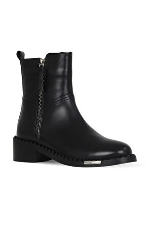 Bueno Shoes Siyah Deri Kadın Topuklu Bot 33wb34020