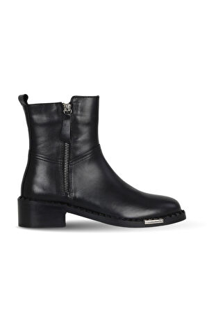 Bueno Shoes Siyah Deri Kadın Topuklu Bot 33wb34020