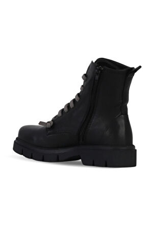 Bueno Shoes Siyah Beyaz Deri Kadın Düz Bot 01wf1604