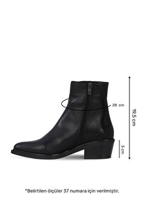 Bueno Shoes Siyah Deri Kadın Topuklu Bot 39wb2583