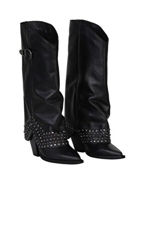 Bueno Shoes Siyah Deri Kadın Topuklu Çizme 39wc2376