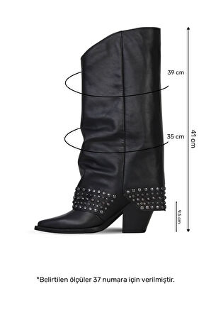 Bueno Shoes Siyah Deri Kadın Topuklu Çizme 39wc2376