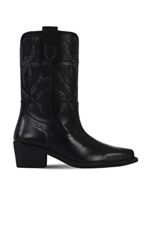 Bueno Shoes Siyah Deri Kadın Topuklu Çizme 39wc9423