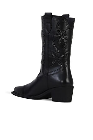 Bueno Shoes Siyah Deri Kadın Topuklu Çizme 39wc9423