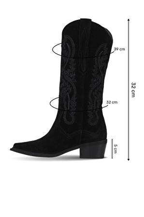 Bueno Shoes Siyah Süet Kadın Topuklu Çizme 39wc1533