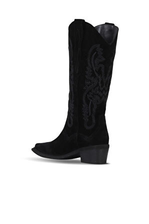 Bueno Shoes Siyah Süet Kadın Topuklu Çizme 39wc1533