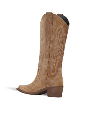 Bueno Shoes Taba Süet Kadın Topuklu Çizme 39wc1533