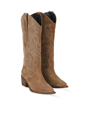 Bueno Shoes Taba Süet Kadın Topuklu Çizme 39wc1533