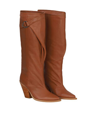 Bueno Shoes Taba Deri Kadın Topuklu Çizme 39wc2864