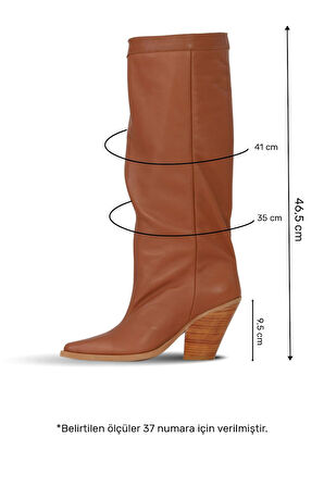 Bueno Shoes Taba Deri Kadın Topuklu Çizme 39wc2864