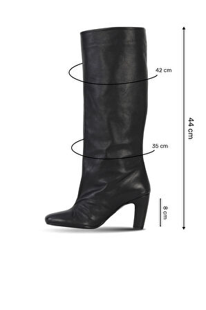 Bueno Shoes Siyah Deri Kadın Topuklu Çizme 39wc2958