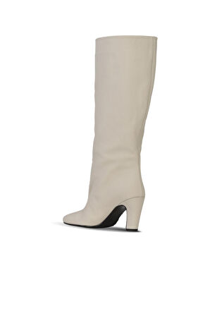 Bueno Shoes Bej Deri Kadın Topuklu Çizme 39wc2958