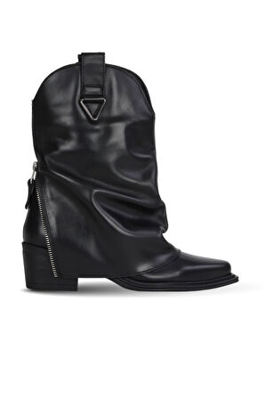 Bueno Shoes Siyah Deri Kadın Topuklu Bot 39wb9419