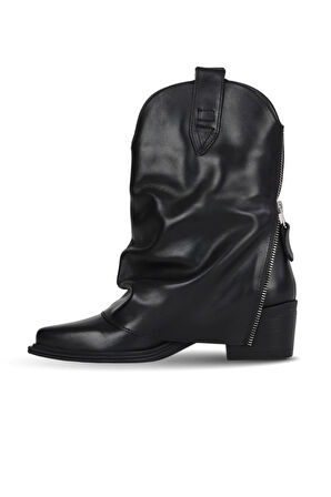 Bueno Shoes Siyah Deri Kadın Topuklu Bot 39wb9419
