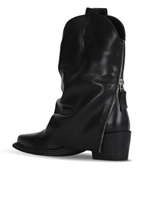 Bueno Shoes Siyah Deri Kadın Topuklu Bot 39wb9419