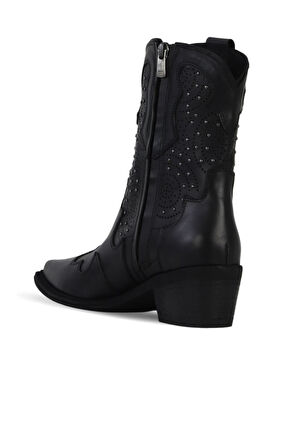 Bueno Shoes Siyah Deri Kadın Topuklu Bot 39wb1588