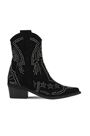 Bueno Shoes Siyah Süet Kadın Topuklu Bot 39wb1574
