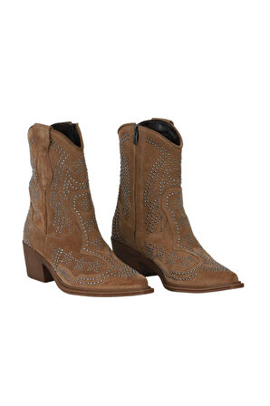 Bueno Shoes Taba Süet Kadın Topuklu Bot 39wb1574