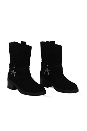 Bueno Shoes Siyah Süet Kadın Topuklu Bot 39wb1430