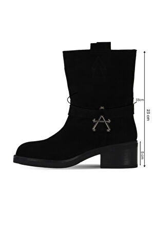 Bueno Shoes Siyah Süet Kadın Topuklu Bot 39wb1430