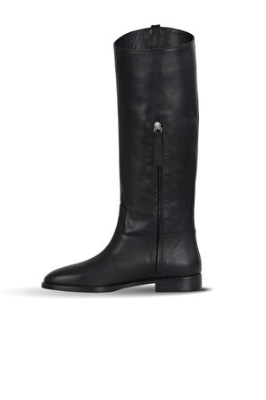 Bueno Shoes Siyah Deri Kadın Düz Çizme 30wc25553