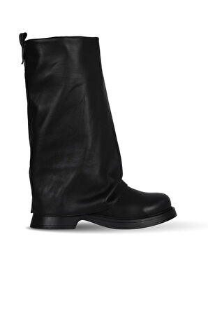 Bueno Shoes Siyah Deri Kadın Düz Çizme 30wc25570