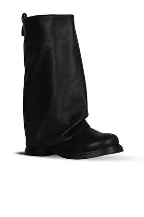 Bueno Shoes Siyah Deri Kadın Düz Çizme 30wc25570