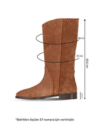 Bueno Shoes Taba Süet Kadın Düz Çizme 30wc25567