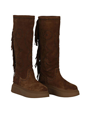 Bueno Shoes Taba Süet Kadın Düz Çizme 30wc5024599