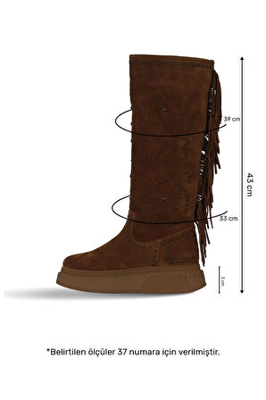 Bueno Shoes Taba Süet Kadın Düz Çizme 30wc5024599