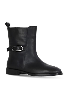 Bueno Shoes Siyah Deri Kadın Düz Bot 30wb25554