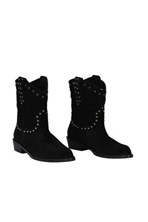 Bueno Shoes Siyah Süet Kadın Düz Bot 30wb25526