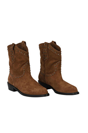 Bueno Shoes Taba Süet Kadın Düz Bot 30wb25526