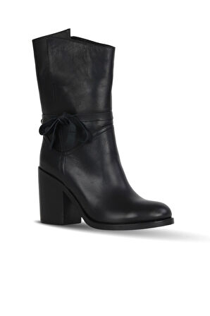 Bueno Shoes Siyah Zig Deri Kadın Topuklu Bot 30wb4035