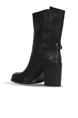 Bueno Shoes Siyah Zig Deri Kadın Topuklu Bot 30wb4035